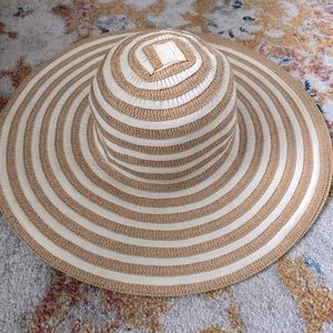 Floppy Beach Hat | White and Tan Sun Hat